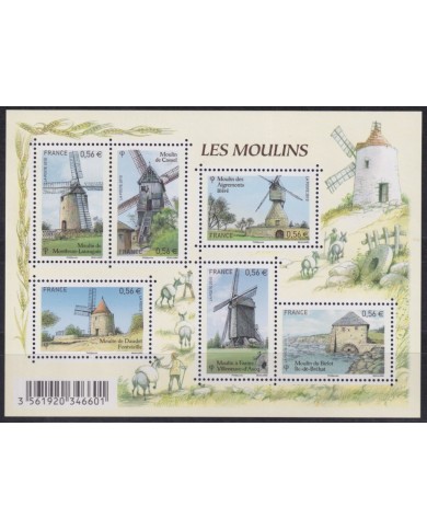 F-EX55315 FRANCE MNH 2010 DEPICTING WINDMILLS SHEET.