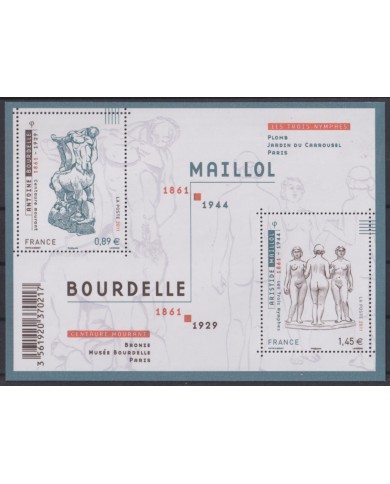 F-EX55329 FRANCE MNH 2011 MAILLOL & BIURDELLE ART SCULTURE SHEET.