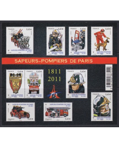 F-EX55072 FRANCE MNH 2011 FIREFIGHTERS OF PARIS SHEET.