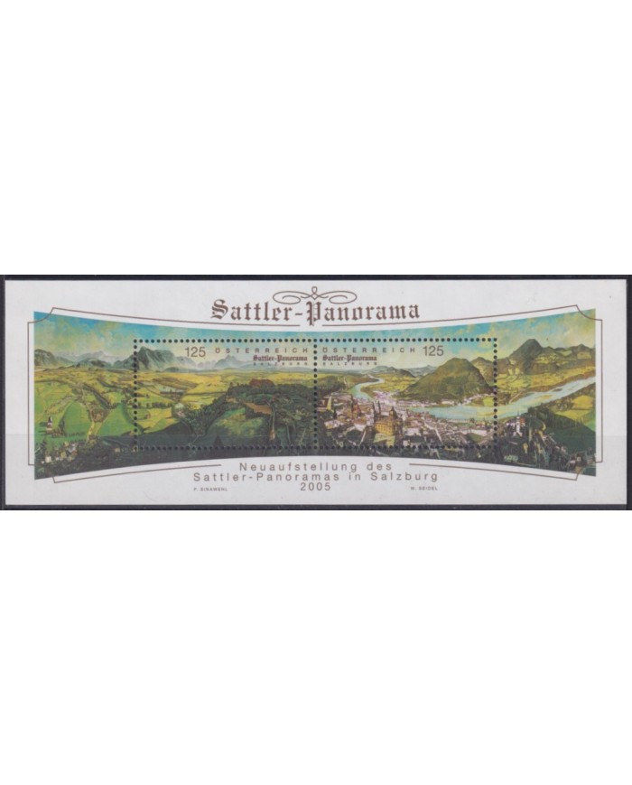 F-EX54585 AUSTRIA OSTERREICH MNH 2005 ART PAINTING SATTLER PANORAMA SHEET.