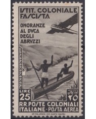 F-EX49135 ITALY COLONIES 1934 MLH DUKE OF ABRUZZOS 25l. AIR MAIL CANOES SHIP.