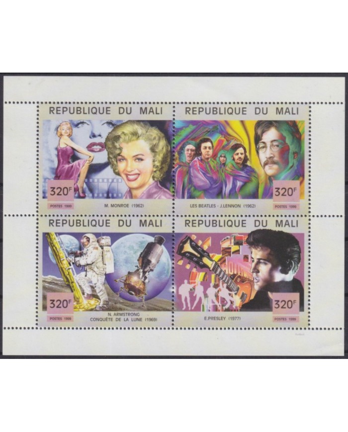 F-EX55168 MALI MNH 1999 MUSIC MARILYN MONROE BEATLES JOHN LENON ELVIS PRESLEY.