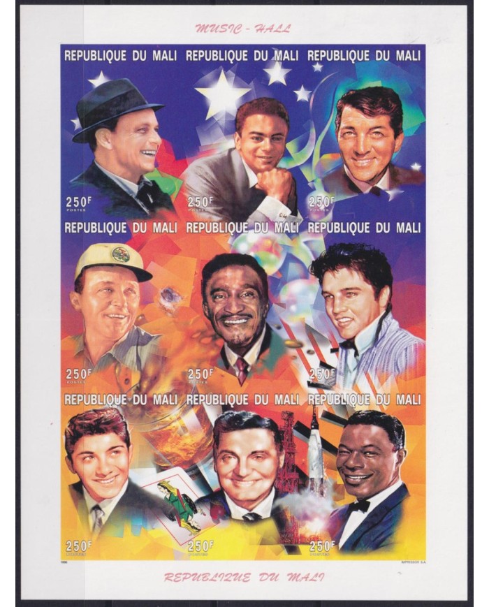 F-EX55038 MALI MNH 1997 IMPERFORATED MUSIC HALL SINATRA NAD KING COLE.