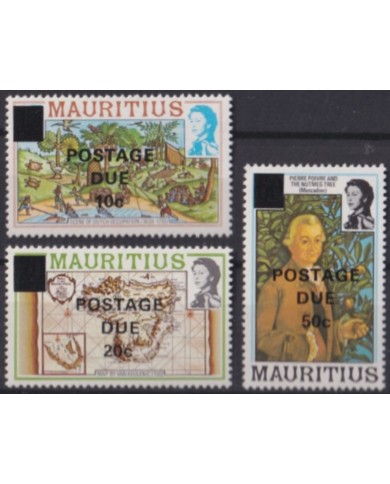 F-EX55177 MAURITIUS MNH 1982 POSTAGE DUE OVERPRINT NUTMED TREE MAP NO COMPLETE.