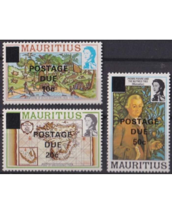F-EX55177 MAURITIUS MNH 1982 POSTAGE DUE OVERPRINT NUTMED TREE MAP NO COMPLETE.