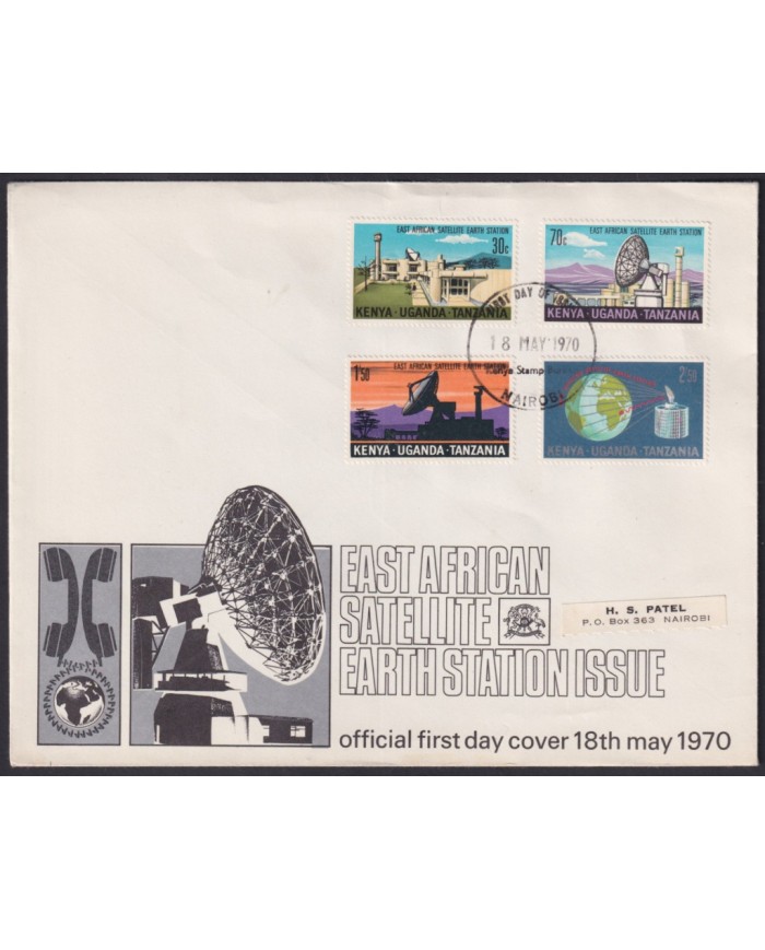F-EX55030 KENYA UGANDA TANZANIA 1970 FDC SATELLITE EARTHG STATION ISSUE.