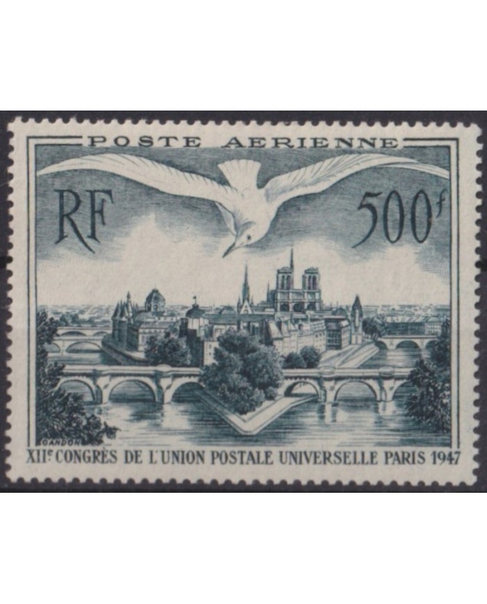 F-EX55673 FRANCE FRANCIA MNH 1947 BIRD FLYING XII COGRESS UPU.