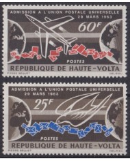 F-EX55674 UPPER VOLTA MLH 1964 UPU PIGEON AIRPLANE BIRDS VÖGEL OISEAUX AVES