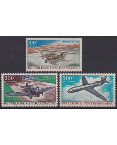 F-EX55686 CENTRAL AFRICA REP MNH 1967 JUNKER 52 POTEZ 25 CARAVELLE AIRPLANE AVION.