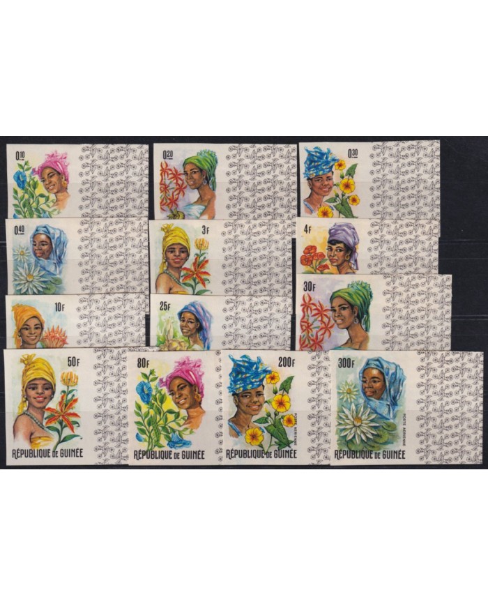 F-EX53095 GUINEA GUINEE MH IMPERFORATED ETHNIC WOMAN & FLOWER.
