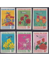 F-EX55905 GABON MH 1971 IMPERFORATED AIRMAIL FLOWER FLORES