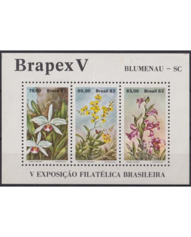 F-EX55908 BRAZIL BRASIL MNH 1982 V PHILATELIC EXPO BRAPEX V FLOWER FLORES.
