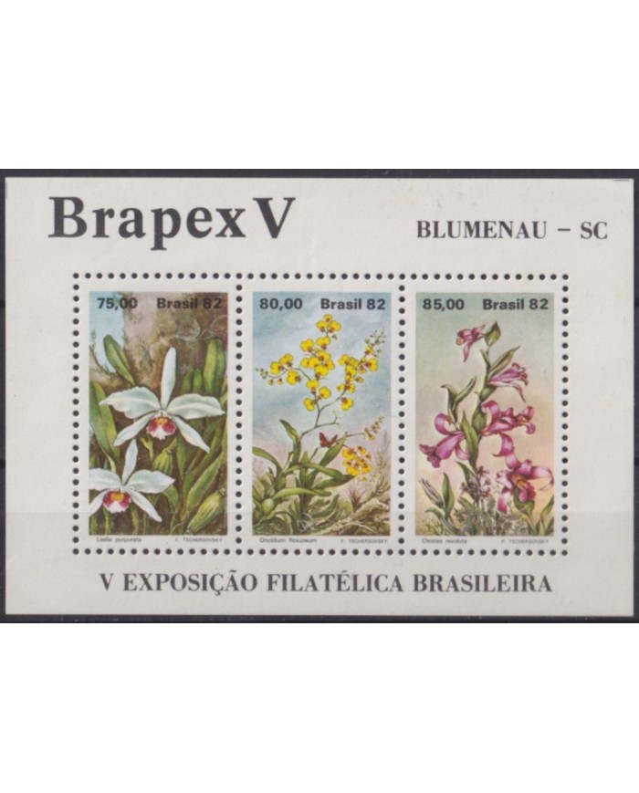 F-EX55908 BRAZIL BRASIL MNH 1982 V PHILATELIC EXPO BRAPEX V FLOWER FLORES.