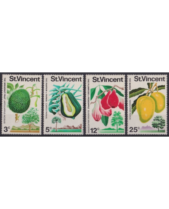 F-EX55909 ST VINCENT MNH 1972 FRUIT MANGO PAPAYA PLUMROSE ROSEAPPLE.