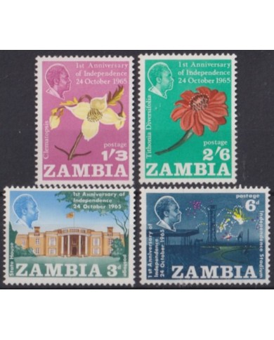F-EX55911 ZAMBIA MNH 1965 FIRTS INDEPENDENCE ANNIV FLOWER FLORES.