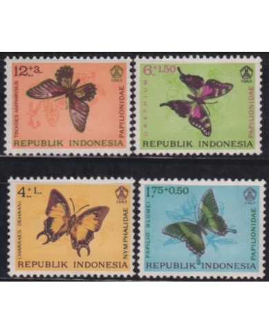 F-EX53727 INDONESIA MNH 1963 BUTTERFLIES MARIPOSAS PAPILLON.