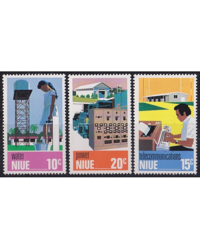 F-EX53363 NIUE MNH 1976 TELECOMMUNICATIONS WATER ELECTRIC POWELL.