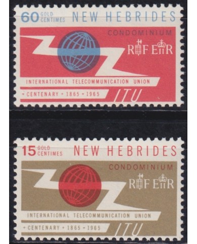 F-EX45839 NEW HEBRIDES MNH 1965 INTERNATIONAL TELECOMMUNICATIONS YEAR IN FRENCH.