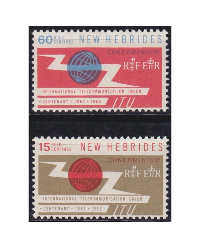 F-EX45839 NEW HEBRIDES MNH 1965 INTERNATIONAL TELECOMMUNICATIONS YEAR IN FRENCH.