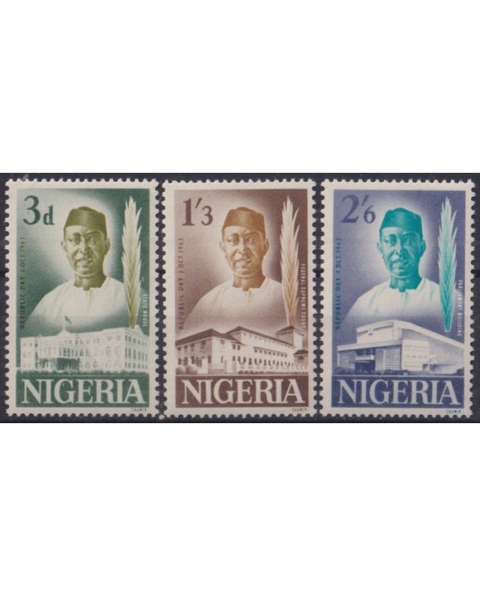 F-EX44202 NIGERIA MNH 1963 REPUBLIC DAY PRESIDENT FEDERAL RESERVE COURT.