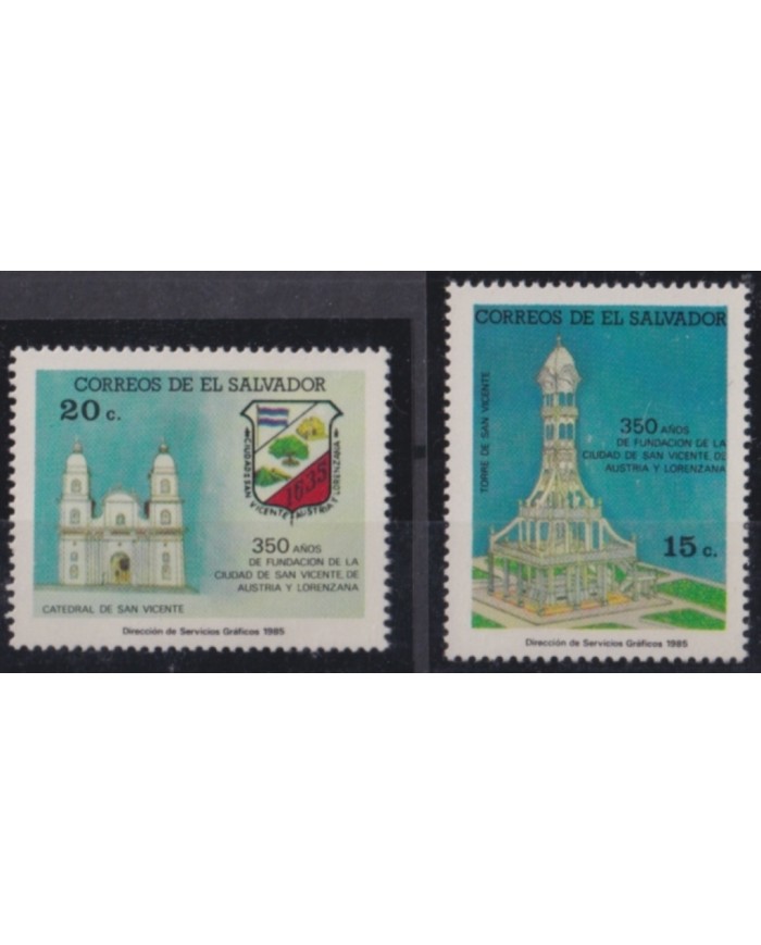 F-EX49924 EL SALVADOR MNH 1985 350th ANNIV SAN VICENTE DE AUSTRIA Y LORENZANA CHURCH.