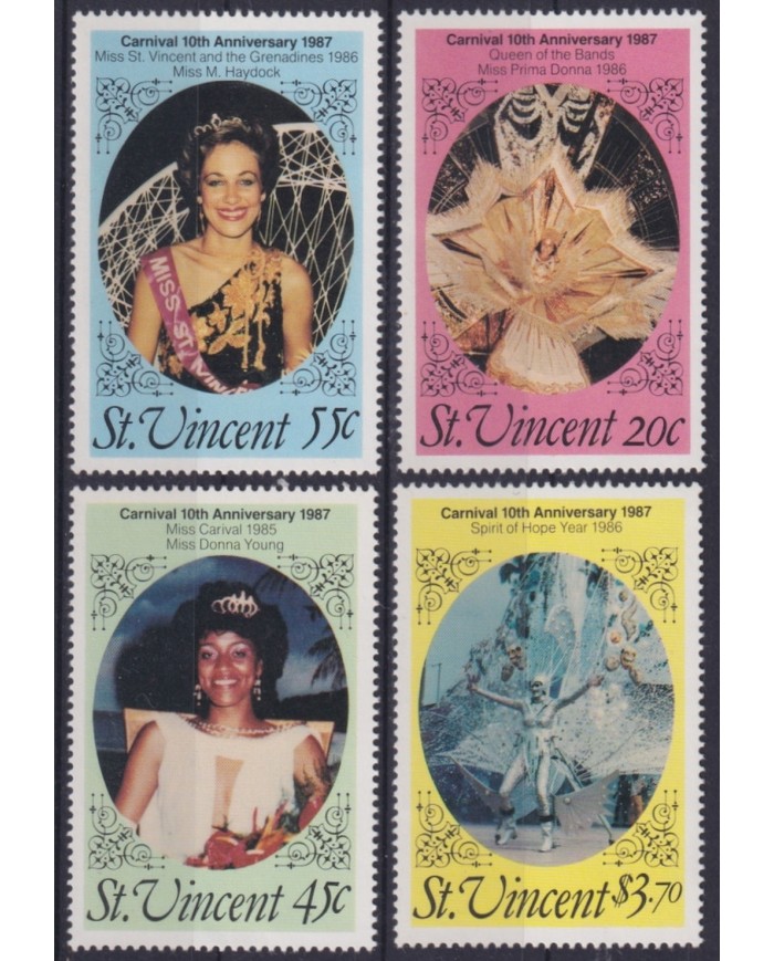 F-EX46904 ST VINCENT MNH 1987 CARNIVAL 10th ANNIVERSARY WOMAN STAMPS.