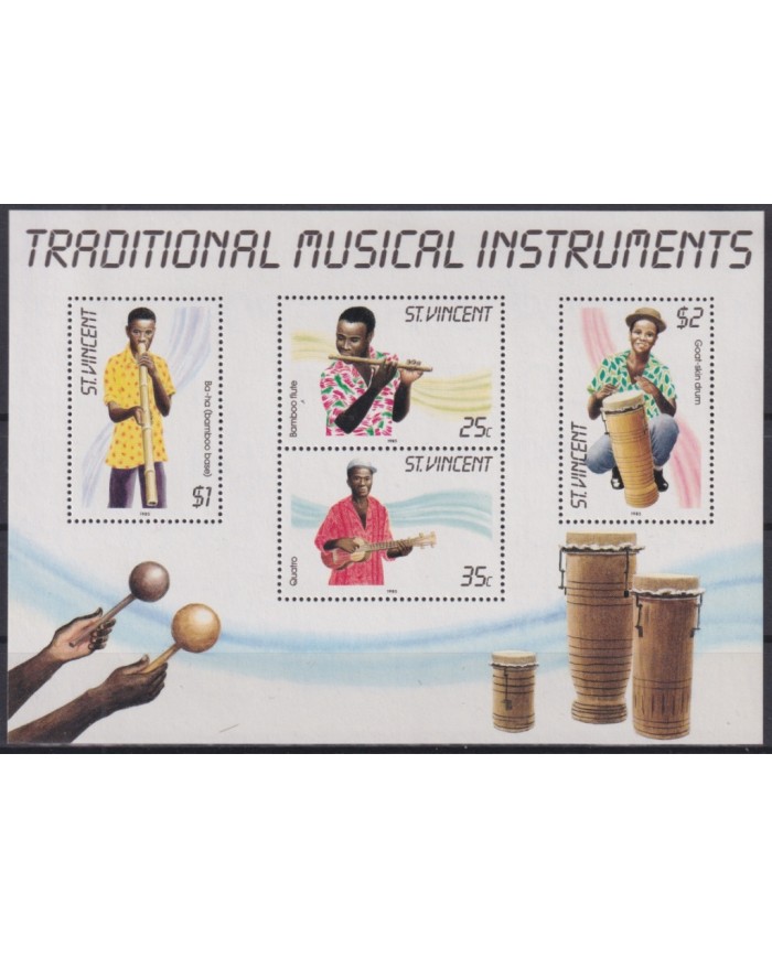 F-EX46946 ST VINCENT MNH 1985 MUSIC TRADITIONAL INSTRUMENTS.