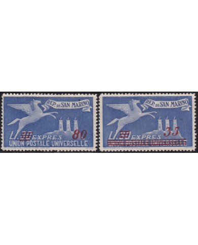 F-EX53726 SAN MARINO NO GUM 1948 SPECIAL DELIVERY EXPRESS PEGASUS OVERPRINT.
