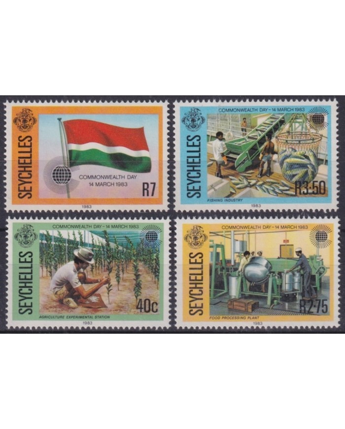 F-EX47030 SEYCHELLES IS MNH 1983 COMMOWEALTH DAY AGRICULTURE FOOD FISHING.