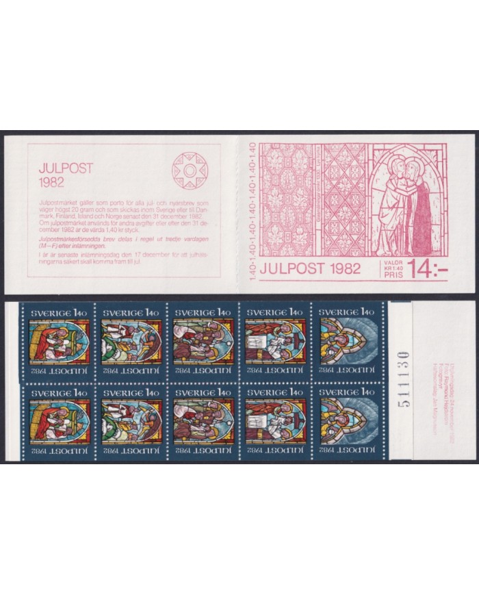 F-EX47960 SWEDEN SVERIGE SUEDE MNH 1982 BOOKLED MEDIEVAL GLASS PAINTING ART.