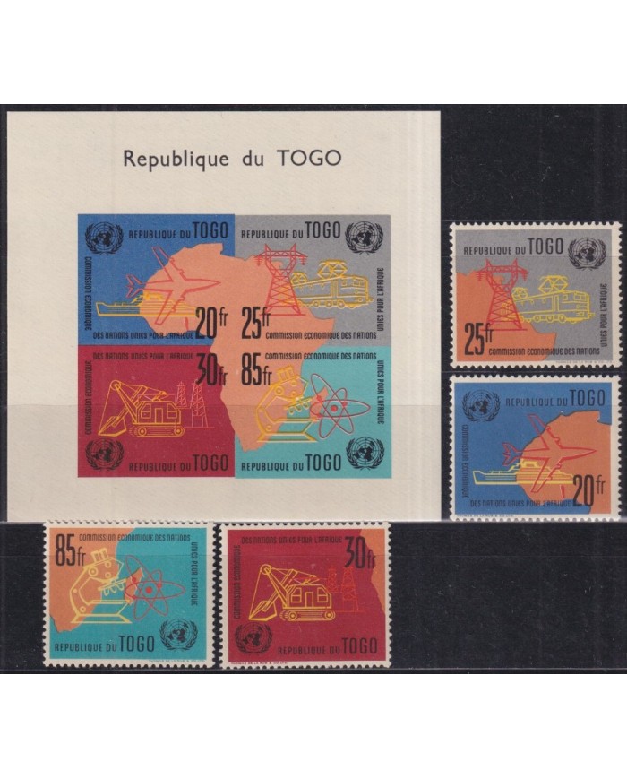 F-EX44201 TOGO MNH 1960 ECONOMIC COMISSION OF UNITED NATIONS SHIP AIRPLANE MAP.