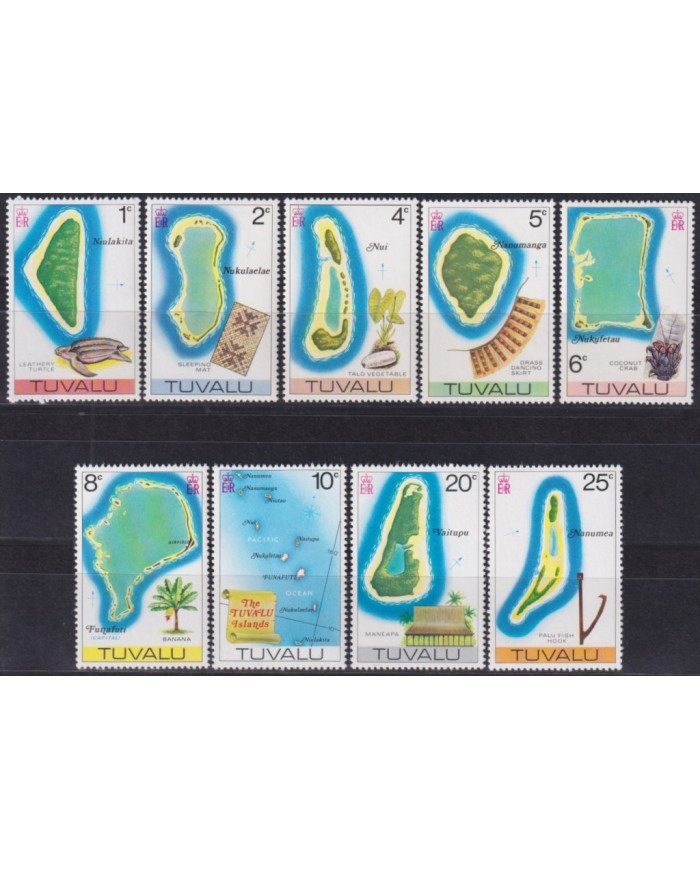 F-EX46583 TUVALU MNH 1976 MAP OF ISLAND TURTLE FOOD PALM TREE. NO COMPLETE.