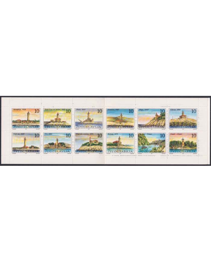 F-EX48391 YUGOSLAVIA MNH 1991 LIGHTHOUSE ADRIATIC & DANUBE LANDSCAPE BOOKLED.