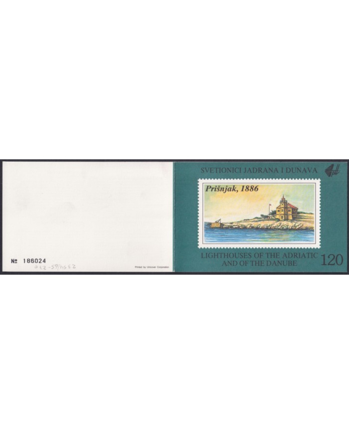 F-EX48391 YUGOSLAVIA MNH 1991 LIGHTHOUSE ADRIATIC & DANUBE LANDSCAPE BOOKLED.