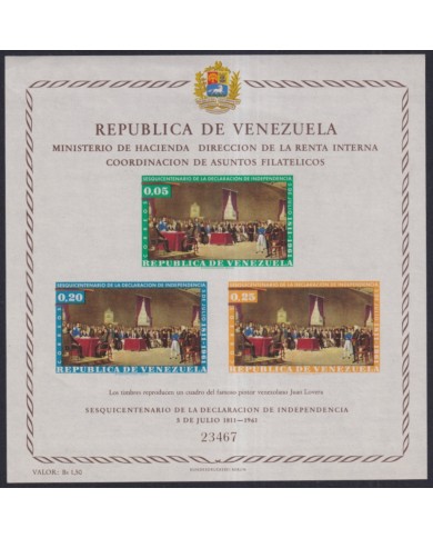 F-EX43849 VENEZUELA MNH 1961 150th ANNIV INDEPENDENCE DECLARATION.