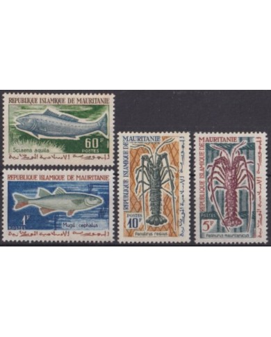 F-EX56064 MAURITANIE MH 1964 MARINE WILDLIFE FISH LOBSTER LANGOSTA PECES.