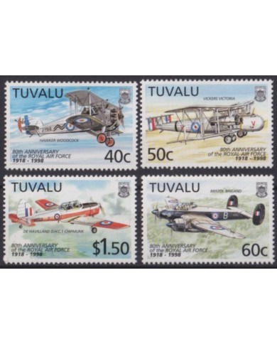 F-EX56095 TUVALU IS MNH 1998 AIRPLANE AVION 80th ANNIV RAF ROYAL AIR FORCE.