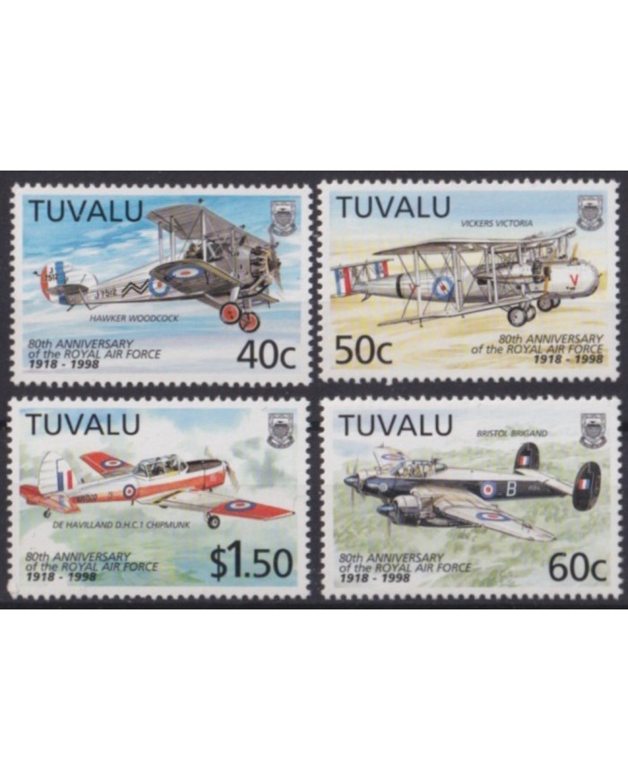 F-EX56095 TUVALU IS MNH 1998 AIRPLANE AVION 80th ANNIV RAF ROYAL AIR FORCE.