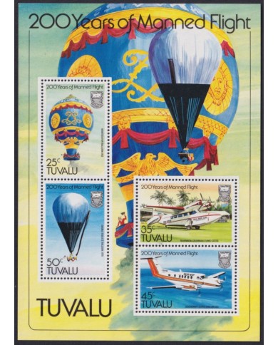 F-EX56099 TUVALU IS MNH 1983 BALLON AIRPLANE AVION 200th ANNIV YEAR OF MANNED FLIGHT.