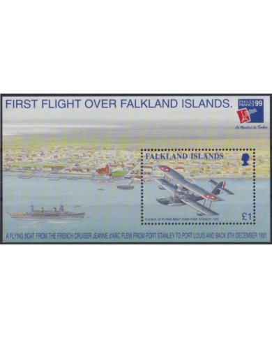 F-EX56103 FALKLAND IS MNH 1999 FIRST FLIGHT OVER IS AIRPLANE AVION.