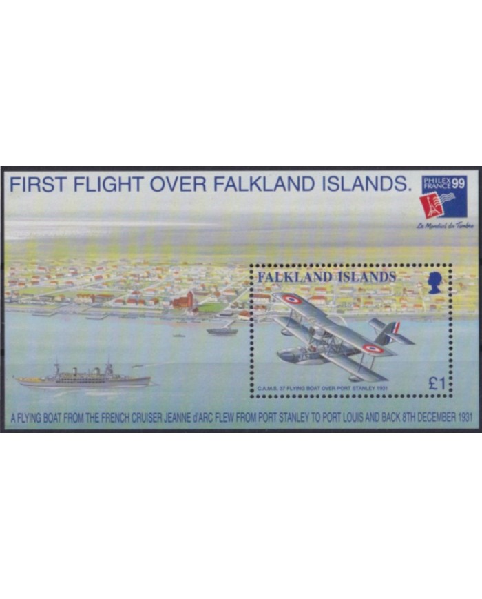 F-EX56103 FALKLAND IS MNH 1999 FIRST FLIGHT OVER IS AIRPLANE AVION.