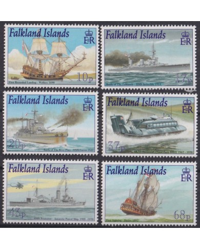 F-EX56118 FALKLAND IS MNH 2001 ROYAL NAVY CONECTION BATTLESHIP SHIP.
