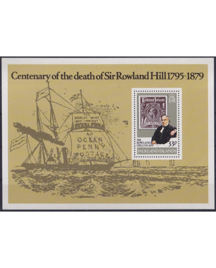 F-EX56128 FALKLAND IS MNH 1979 CENT OF DEATH ROWLAND HIL SHIP.