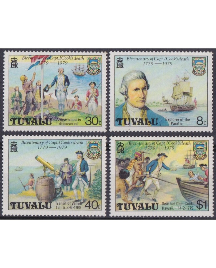 F-EX56122 TUVALU IS MNH 1979 BICENTENARY OF DEATH JAMES COOK SHIP.