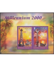 F-EX56124 SOLOMON IS MNH 2000 MILLENIUM LIGHTHOUSE & CANOE SHIP.