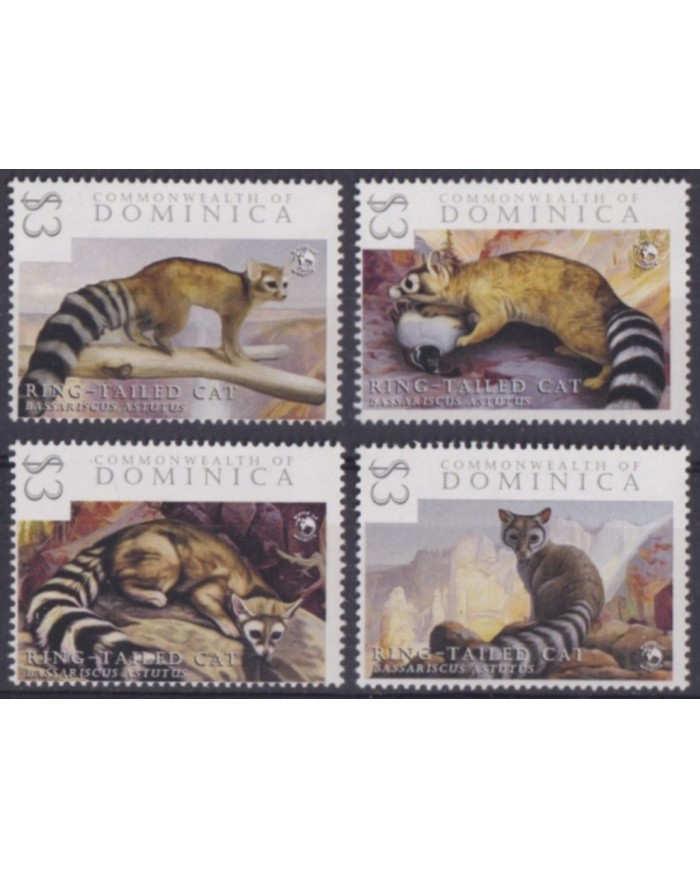 F-EX56018 DOMINICA MNH 2017 FAUNA WILDLIFE FELINE RING TAILED CATS.