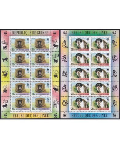 F-EX55727 GUINEE GUINEA MNH 1989 WWF MONKEY SHEET.