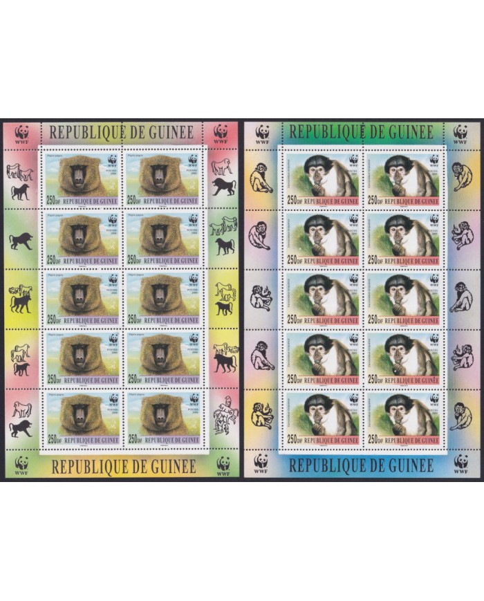 F-EX55727 GUINEE GUINEA MNH 1989 WWF MONKEY SHEET.