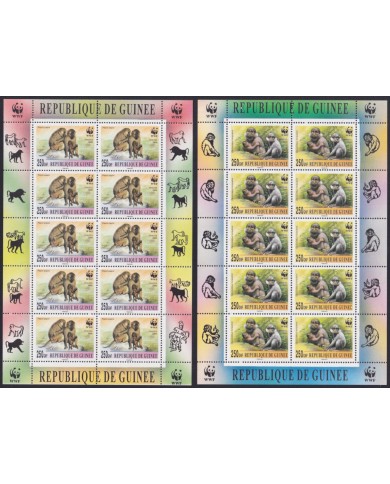 F-EX55727 GUINEE GUINEA MNH 1989 WWF MONKEY SHEET.