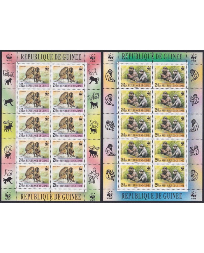 F-EX55727 GUINEE GUINEA MNH 1989 WWF MONKEY SHEET.